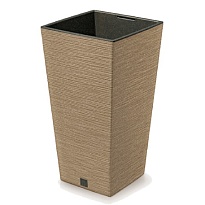 Кашпо Prosperplast Furu Square Eco Wood 26.5*26.5 h50см 11л с вкладкой пластик коричневый