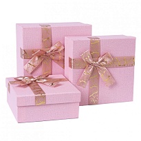Коробка подарочная "Квадрат" с бантом 15*15*6см розовый