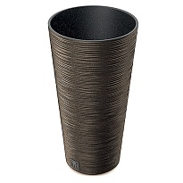 Кашпо Prosperplast Furu Round Slim Eco Wood d25 h48см 7.5л с вкладкой пластик кофе