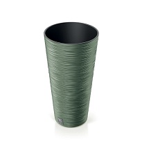 Кашпо Prosperplast Furu Round Slim d25 h48см 7,5л с вкладкой пластик зеленый