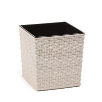 Кашпо Lamela Юкка ECO 40*40 h41,5см 40л с вкладкой пластик rattan белый