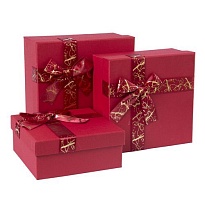 Коробка подарочная "Квадрат" с бантом 15*15*6см красный